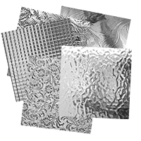 Clear textured glass samples, assortments and custom cut to size
