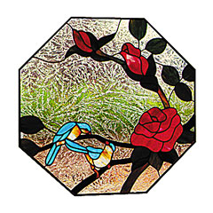 Carolyn Kyle Stained Glass Pattern - Bird with Roses (CKE-9)