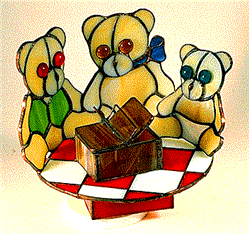 W-D Stained Glass Teddy Bears Picnic Music Box Kit