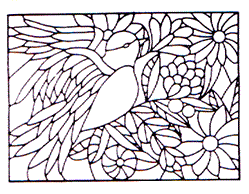 WP-14 Dove and Flowers Stained Glass Window Pattern