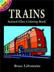 Trains Stained Glass Coloring Book (Pocket-Sized)