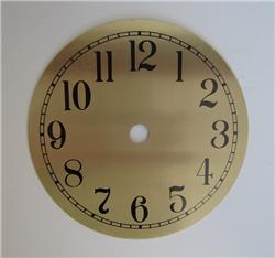 4-1/2" Clock Dial, Arabic Numerals, Brass Colored Spun Aluminum