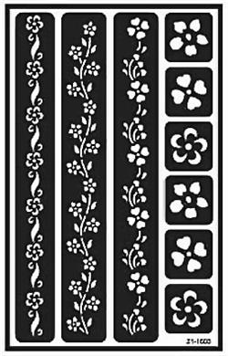 Over 'N' Over Flower Borders Etching Stencil